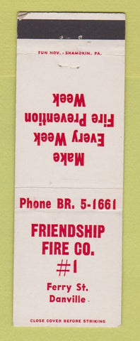 Matchbook Cover - Friendship Fire Company Danville PA