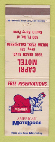 Matchbook Cover - Capri Motel Buena Park CA American Motel Lodge WEAR