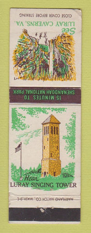 Matchbook Cover - Luray Caverns VA Tourism WEAR
