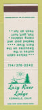 Matchbook Cover - Lazy River Lodge Kernville CA