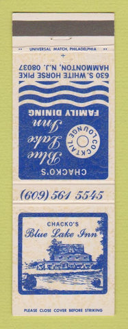 Matchbook Cover - Chacko's Blue Lake Inn Hammonton NJ
