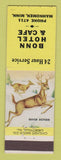 Matchbook Cover - Bonn Hotel Cafe Mahnomen MN