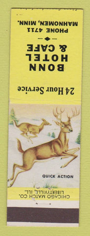 Matchbook Cover - Bonn Hotel Cafe Mahnomen MN