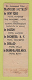 Matchbook Cover - Hamilton Hotel Washington DC