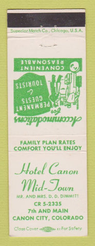 Matchbook Cover - Hotel Canon Mid Town Canon City Colorado