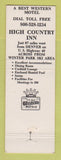 Matchbook Cover - High Country Inn Winter Park Colorado