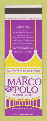 Matchbook Cover - Lifters' Marco Polo Resort Motel Miami Beach FL SAMPLE