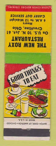 Matchbook Cover - New Roxy Restaurant Crestline OH