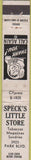 Matchbook Cover - Specks Little Store WORN white 10 Strike