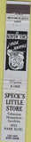 Matchbook Cover - Specks Little Store blue 10 Strike