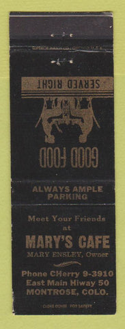 Matchbook Cover - Mary's Cafe Montrose Colorado