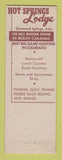 Matchbook Cover - Hot Springs Lodge Glenwood Springs Colorado