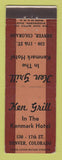 Matchbook Cover - Ken Grill Kenmark Hotel Denver Colorado