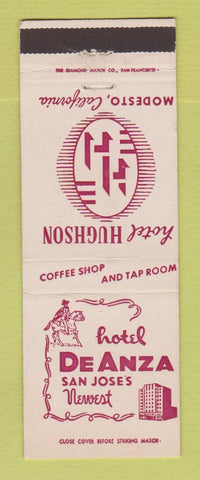 Matchbook Cover - Hotel DeAnza San Jose CA Hughson Modesto