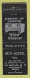 Matchbook Cover - Ed's Motel Junction City KS WEAR