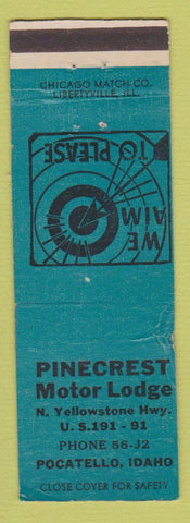 Matchbook Cover - Pinecrest Motor Lodge Pocatello ID WORN