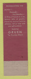 Matchbook Cover - Gruen Watches Stewart & Henry Jewelry Clinton MA