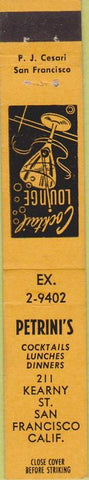 Matchbook Cover - Petrini's San Francisco CA 10 Strike