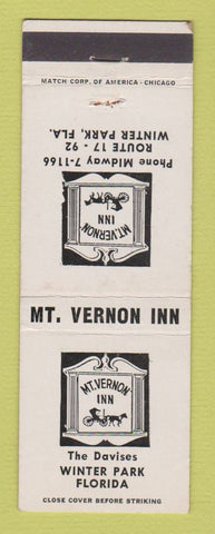 Matchbook Cover - Mount Vernon Inn Winter Park FL