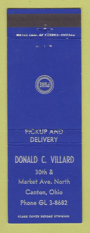 Matchbook Cover - Donald Villard Pure oil gas Canton OH