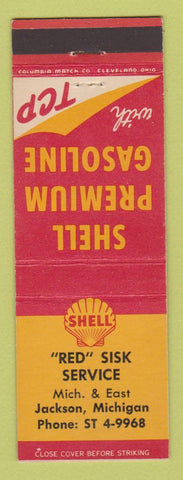 Matchbook Cover - Shell oil gas Red Sisk Jackson MI