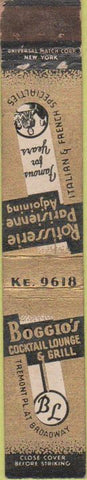 Matchbook Cover - Boggio's Lounge Denver CO 10 Strike