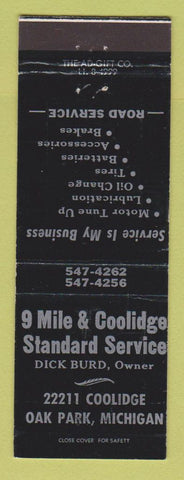 Matchbook Cover - 9 Mile & Coolidge Standard oil gas Oak Park MI