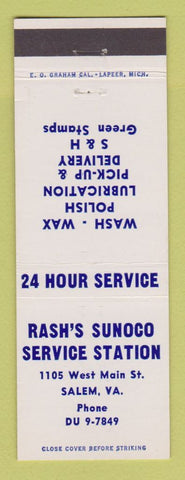Matchbook Cover - Rash's Sunoco oil gas Salem VA