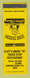 Matchbook Cover - Cliff's Union 76 oil gas Truck Stop Bowling Green FL