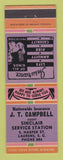 Matchbook Cover - JT Campbell Sinclair oil gas Laurens SC
