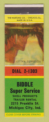 Matchbook Cover - Biddle Shell oil gas Michigan City IN