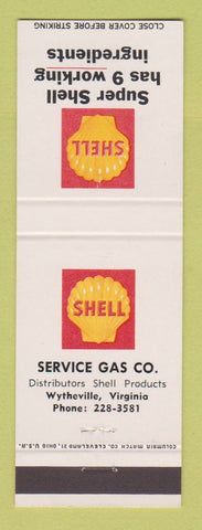 Matchbook Cover - Shell oil gas Wytheville VA