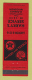 Matchbook Cover - Texaco oil gas Harry's Florence WI