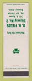 Matchbook Cover - DH Fields Shamrock oil gas Denver Colorado