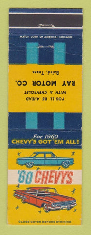Matchbook Cover - 1960 Chevrolet Ray Motors Baird TX