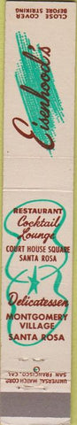 Matchbook Cover - Eisenhood's Deli Santa Rosa CA 10 Strike