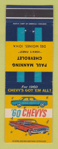 Matchbook Cover - 1960 Chevrolet Paul Manning Des Moines IA