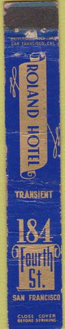 Matchbook Cover - Roland Hotel San Francisco CA WORN 10 Strike