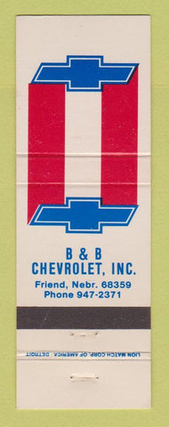 Matchbook Cover - B&B Chevrolet Friend NE