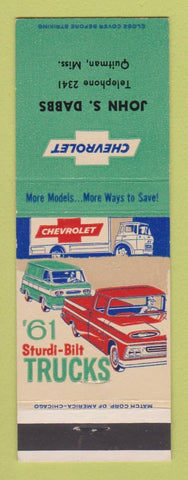 Matchbook Cover - 1961 Chevrolet Trucks John Dabbs Quitman MS