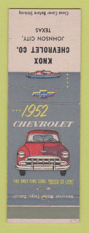 Matchbook Cover - 1952 Chevrolet Knox Johnson City TX