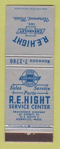 Matchbook Cover - RE Hight Chevrolet Norwood MA