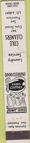 Matchbook Cover - Cole Cleaners San Francisco CA 10 Strike