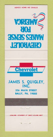 Matchbook Cover - James Quigley Chevrolet Bally PA