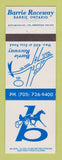 Matchbook Cover - Barrie Raceway Horse Racing Barrie ON