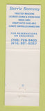 Matchbook Cover - Barrie Raceway Horse Racing Barrie ON