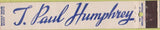 Matchbook Cover - Paul Humphrey Insurance Kanas City MO 10 Strike