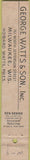 Matchbook Cover - Watts Interiors Milwaukee WI 10 Strike