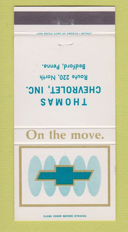 Matchbook Cover - Chevrolet Thoms Bedford PA 30 Strike