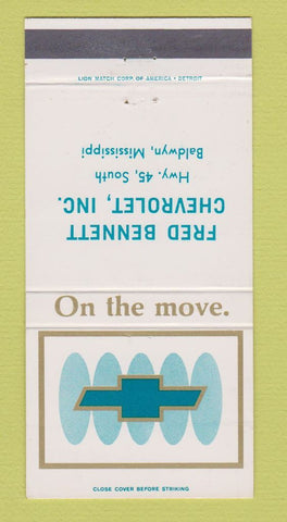 Matchbook Cover - Chevrolet Fred Bennett Baldwyn MS 30 Strike